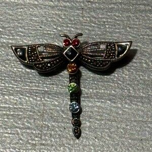 Sterling‎ Silver & Gemstones Dragonfly Broach